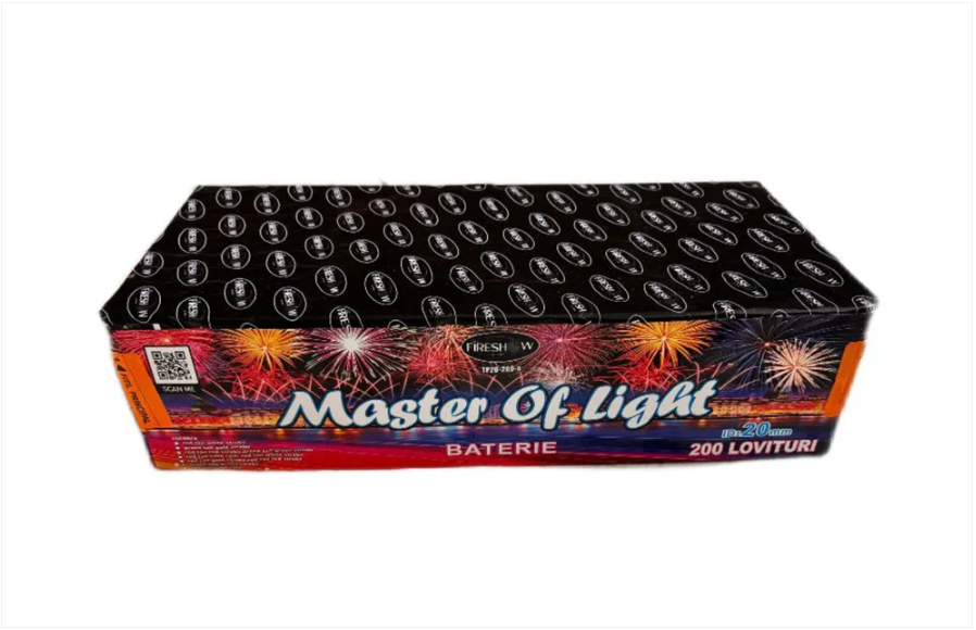 NOU! BATERIE 200 FOCURI CALIBRUL 20 MM MASTER OF LIGHT durata 2 minute